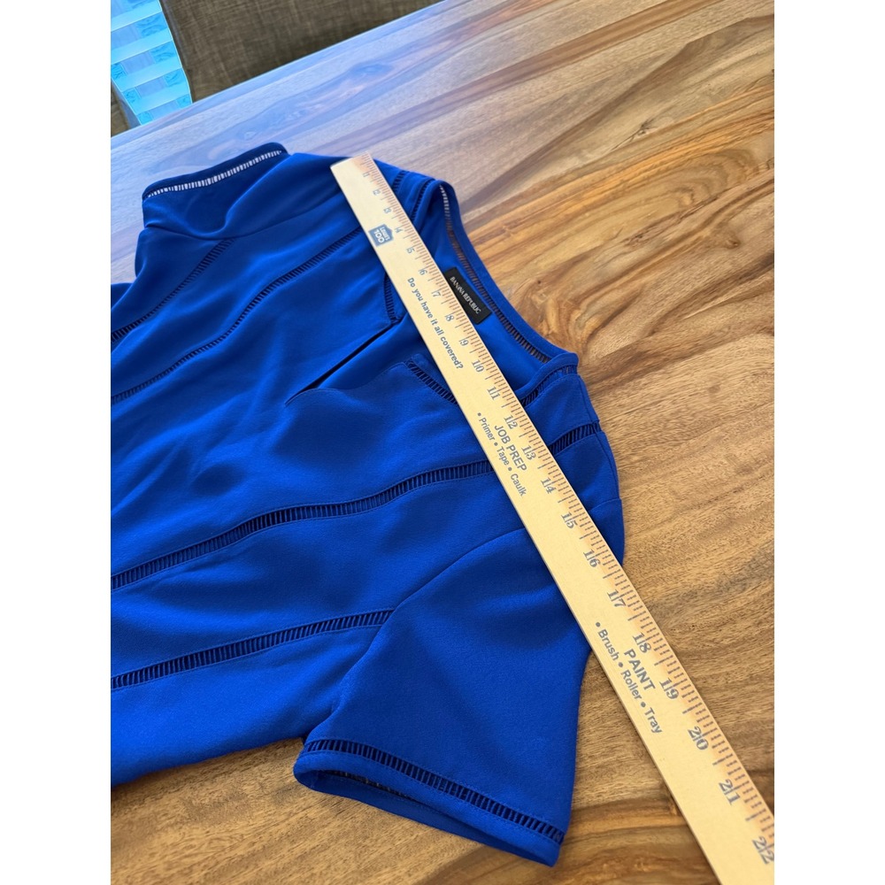 Banana‎ Republic Blue Sheath Dress V Neck Short Sleeve Knee Length Size 4 - Picture 12 of 14